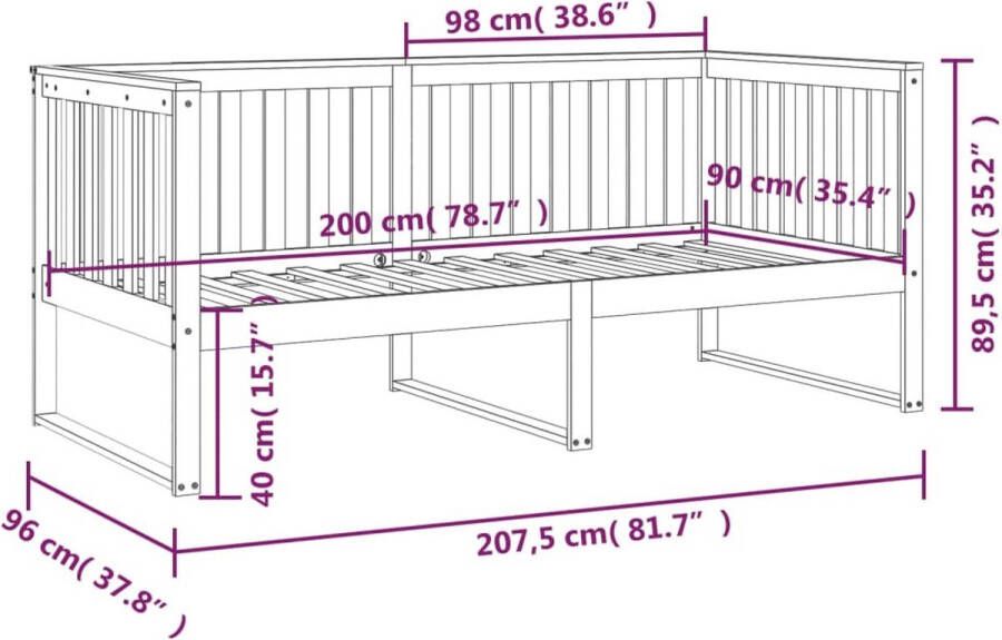 The Living Store Massief Grenenhouten Slaapbank 207.5 x 95 x 89.5 cm Grijs