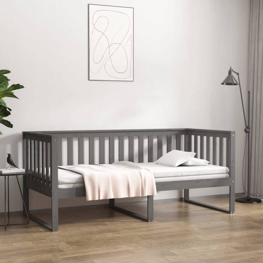 The Living Store Massief Grenenhouten Slaapbank 207.5 x 95 x 89.5 cm Grijs