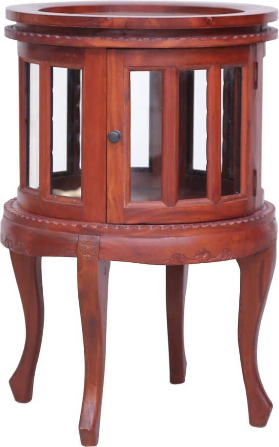 The Living Store Massief Mahoniehouten Vitrinekast 50 x 50 x 76 cm Bruin Vitrinekast Mahoniet Meubilair Vintage Stijl Bruine Kasten Sidetable - Foto 2