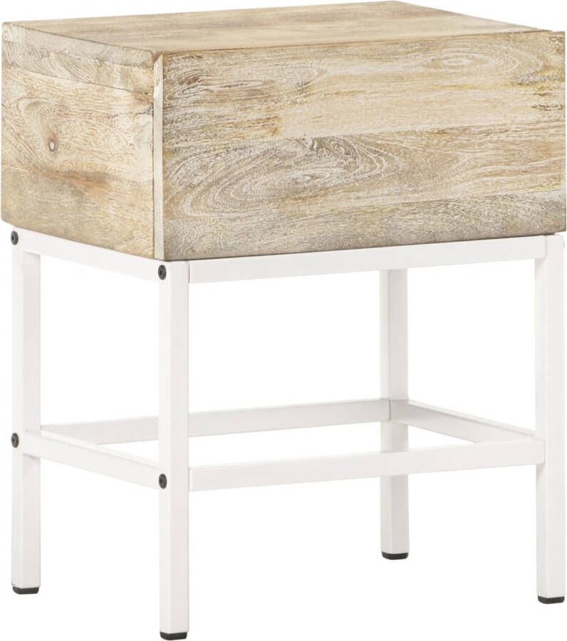 The Living Store Massief mangohouten nachtkastje 40 x 30 x 50 cm Rustieke charme Nachtkastje Mangohout Rustic Industrieel Design Slaapkamermeubel - Foto 4