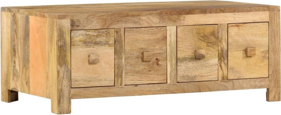 The Living Store Massief mangohouten salontafel 90 x 50 x 35 cm Met 4 lades - Foto 2