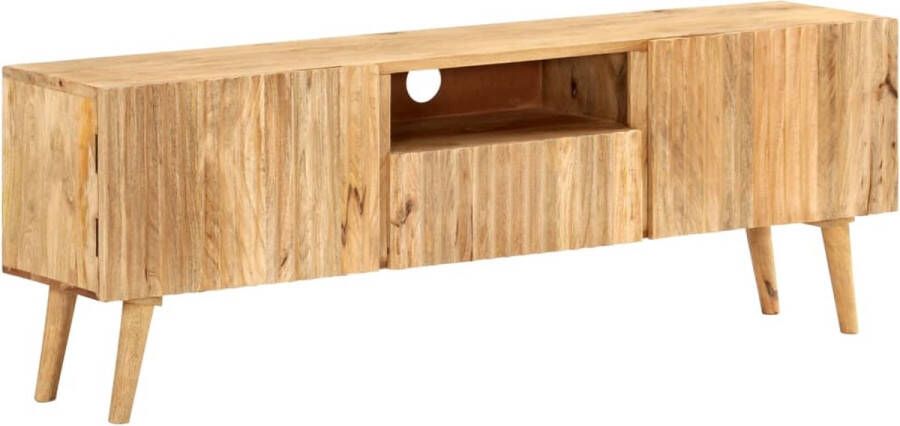 The Living Store Massief Mangohouten TV-meubel 140 x 30 x 49 cm met 2 deuren en 1 lade - Foto 2