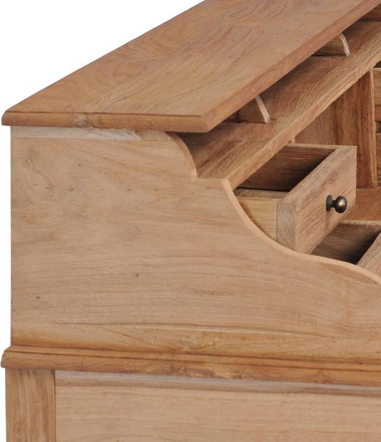 The Living Store Bureau 90x50x100 cm massief teakhout Massief Teakhouten Bureau Landelijke Stijl Vintage Bureau Bureaublad Thuiskantoor - Foto 4