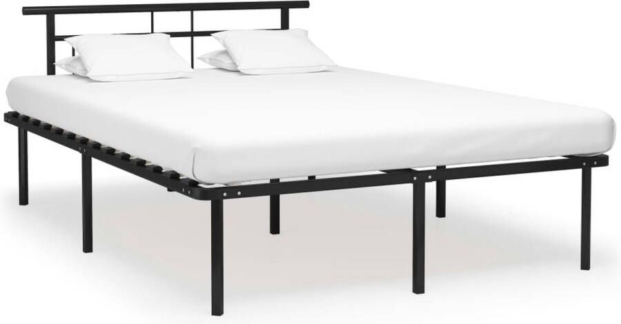 The Living Store Metalen Bedframe 140 x 200 cm Zwart Gepoedercoat metaal