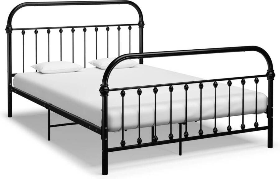 The Living Store Bedframe metaal zwart 140x200 cm Bedframe Bedframes Tweepersoonsbed Tweepersoonsbedden Bed Bedden Bedombouw Bedombouwen Frame Frames Slaapmeubel