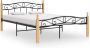 The Living Store Bedframe metaal en massief eikenhout zwart 160x200 cm Bedframe Bedframes Bed Bedden Frame Frames Tweepersoonsbed Tweepersoonsbedden Bedombouw Bedombouwen Metalen Bed - Thumbnail 2