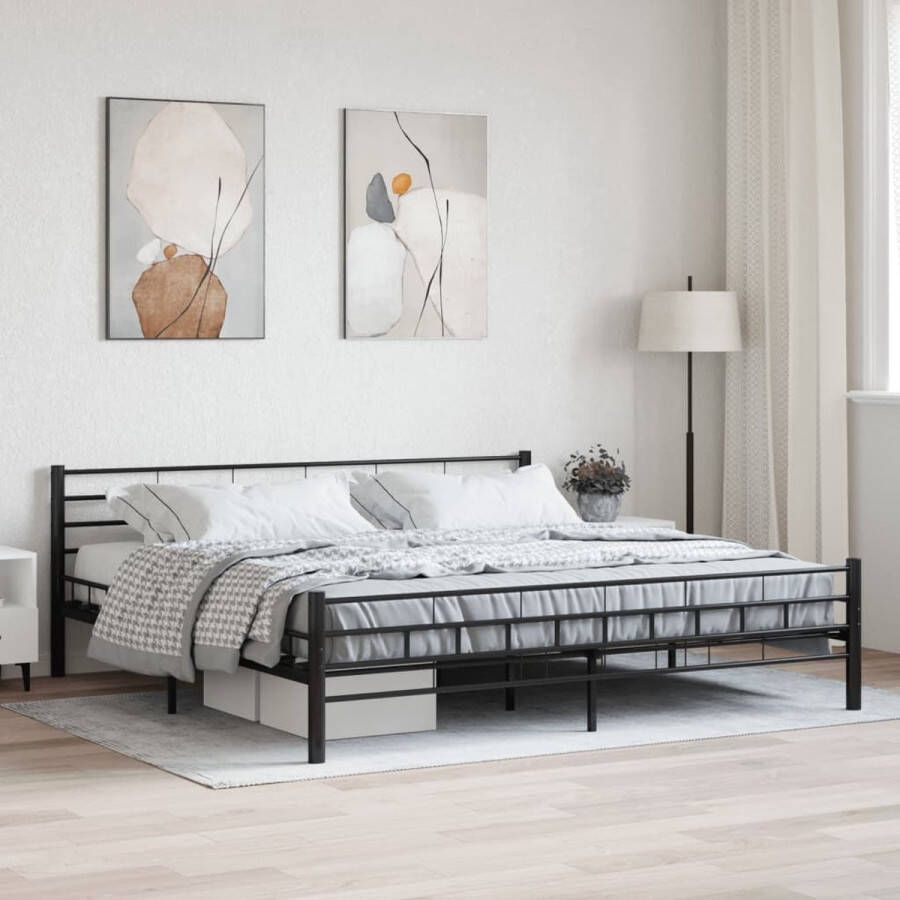 The Living Store Metalen Bedframe Bedden 210x207x76 cm Massief stalen frame Zwarte kleur