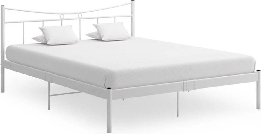The Living Store Metalen Bedframe Comfort Bed 140x200 cm Kleur- wit
