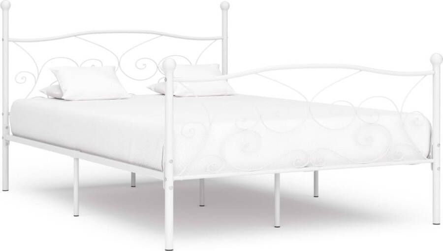 The Living Store Metalen Bedframe Elegant Bedframe met Lattenbodem 211 x 149 x 105 cm Wit