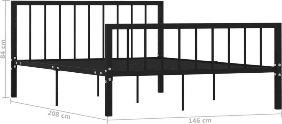 The Living Store Metalen Bedframe Elegant en Klassiek Bedframe Afmetingen- 208 x 146 x 84 cm Kleur- Zwart Materiaal- Metaal Geschikt voor matras 140 x 200 cm Montage vereist