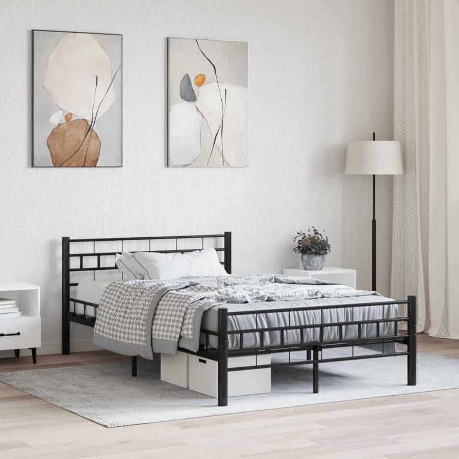 The Living Store Metalen Bedframe Elegant en Klassiek Bedframes Afmeting- 210x127x76 cm Ken- Massieve stalen constructie