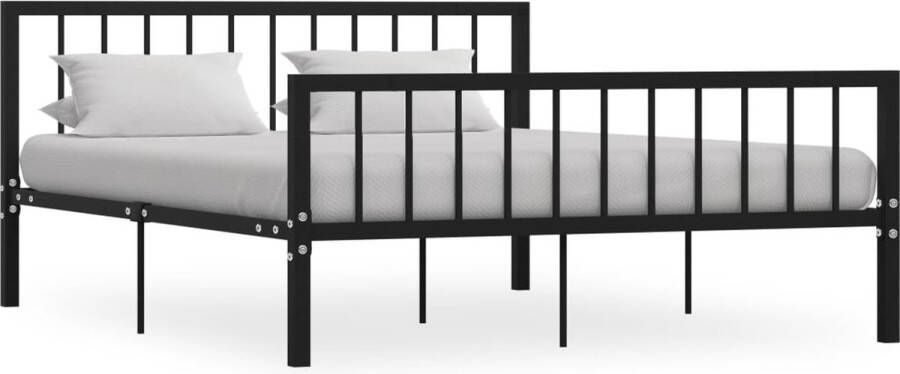 The Living Store Bedframe metaal zwart 160x200 cm Bedframe Bedframes Tweepersoonsbed Tweepersoonsbedden Bed Bedden Bedombouw Bedombouwen Frame Frames Slaapmeubel - Foto 2