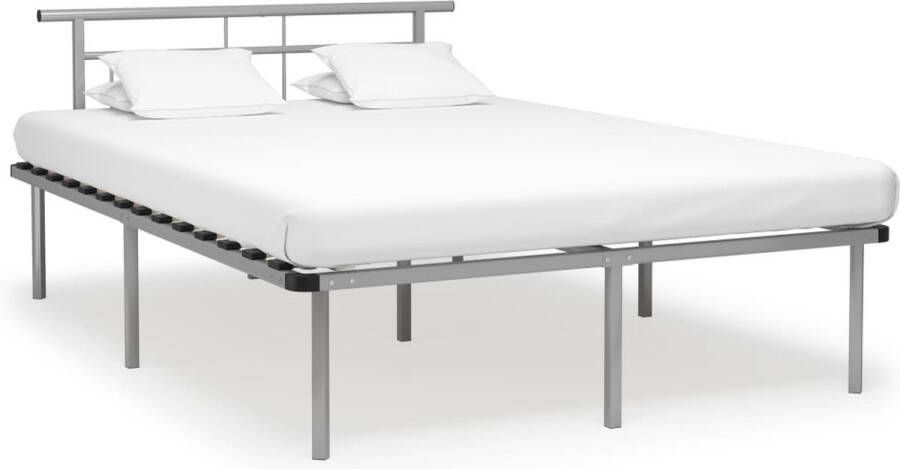 The Living Store Metalen Bedframe Grijs 140 x 200 cm Massieve constructie van metaal