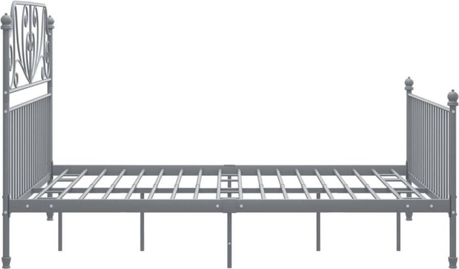 The Living Store Metalen Bedframe Grijs 206 x 144 x 131 cm Gepoedercoat metaal