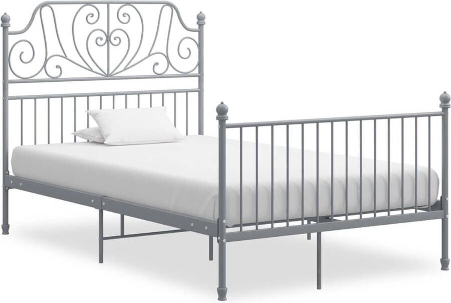 The Living Store Bedframe metaal grijs 120x200 cm Bedframe Bed Frame Bed Frames Bed Bedden Metalen Bedframe Metalen Bedframes 2-persoonsbed 2