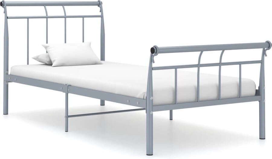 The Living Store Bedframe metaal grijs 100x200 cm Bedframe Bed Frame Bed Frames Bed Bedden Metalen Bedframe Metalen Bedframes 1-persoonsbed 1