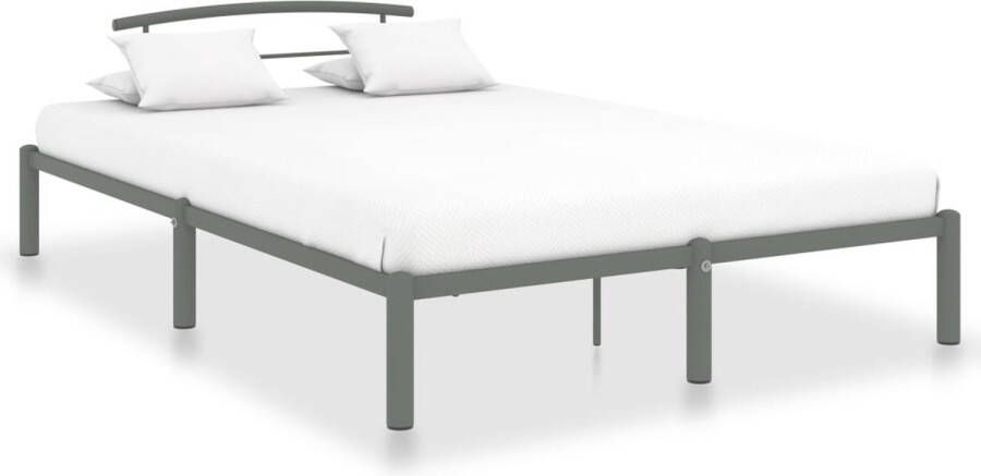 The Living Store Metalen Bedframe Grijs 210 x 150 x 63 cm Geschikte matras 140 x 200 cm Eenvoudige montage