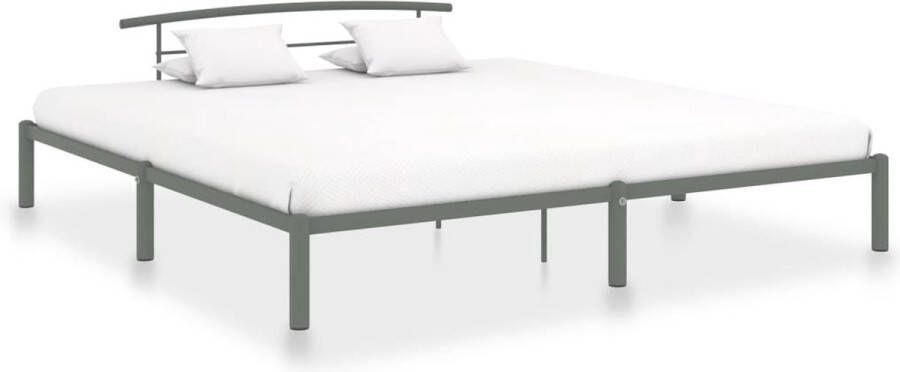 The Living Store Metalen Bedframe Grijs 210 x 190 x 63 cm Voor matras 180 x 200 cm Eenvoudige montage