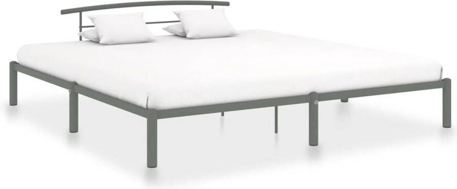 The Living Store Bedframe metaal grijs 180x200 cm Bedframe Bedframes Tweepersoonsbed Tweepersoonsbedden Bed Bedden Bedombouw Bedombouwen Frame Frames Slaapmeubel