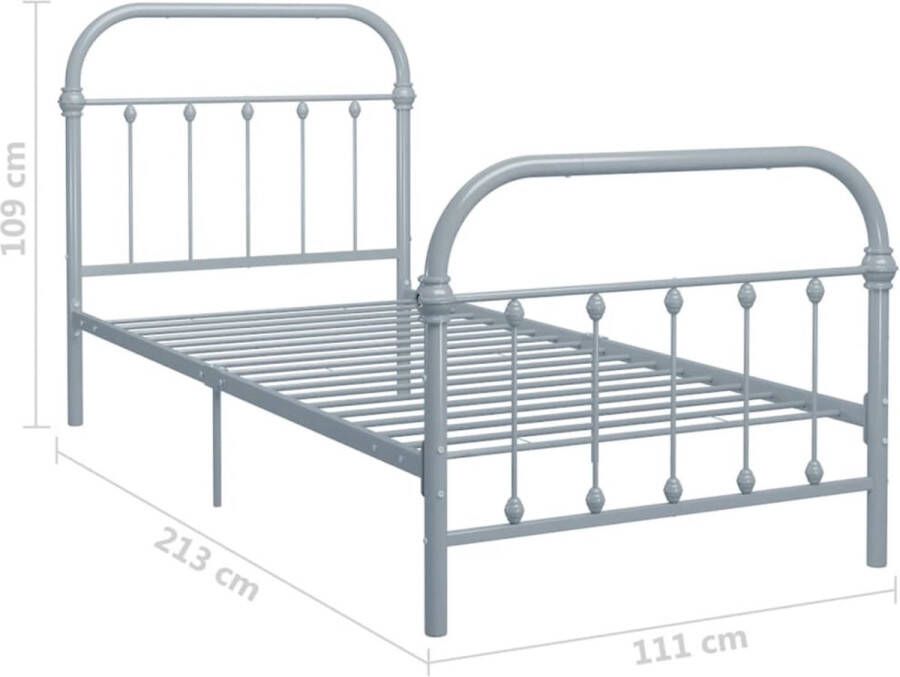 The Living Store Metalen Bedframe Grijs 213 x 111 x 109 cm (L x B x H) Geschikte matras- 100 x 200 cm Massieve constructie van metaal Comfortabele metalen lattenbodem Vereist montage - Foto 3