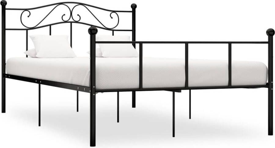 The Living Store Metalen Bedframe Klassiek Bedframe 120 x 200 cm Zwart Metalen Bedframe Tweepersoonsbed Bed Kopen Zwarte Bed Classic Bed