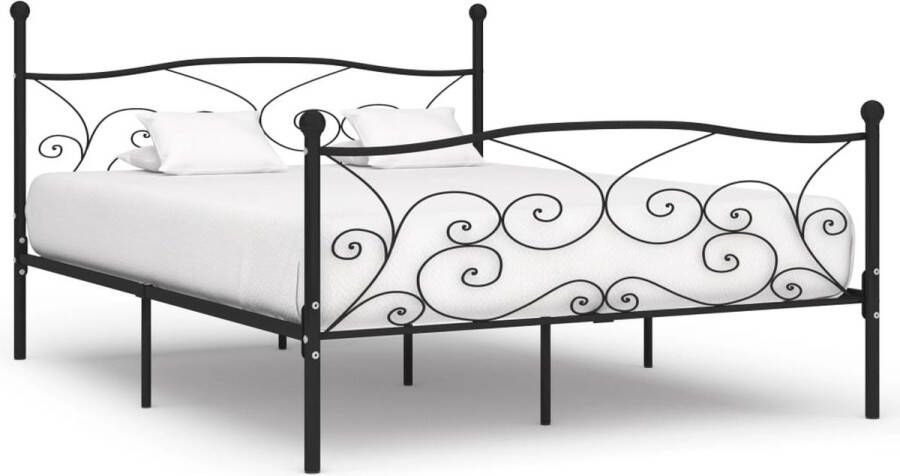 The Living Store Metalen Bedframe Multiplex Lattenbodem Eenvoudig te Monteren Zwart 211x189x105 cm Geschikt voor 180x200 cm Matras Slaaphoogte 28 cm