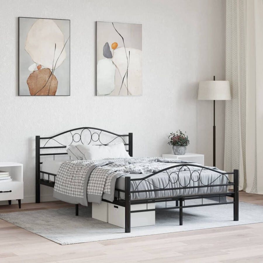 The Living Store Metalen Bedframe Staal 210x127x85 cm Zwart