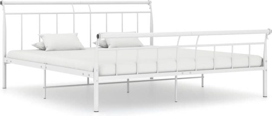 The Living Store Metalen Bedframe Wit 208 x 186 x 90 cm Stevig en duurzaam