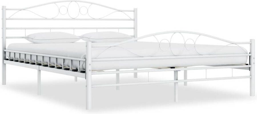 The Living Store Metalen Bedframe Wit 210 x 207 x 85 cm Geschikt voor 200 x 200 cm Matras Metalen Bedframe Tweepersoons Bed Wit Bed Kopen Slaapcomfort - Foto 2