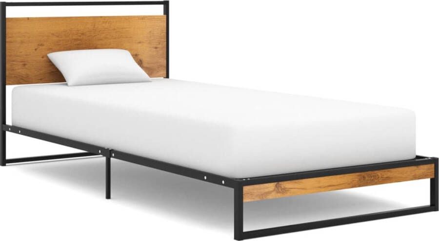 The Living Store Metalen Bedframe Zwart 208 x 94 x 82.5 cm Massieve constructie Matras- 90 x 200 cm Montage vereist