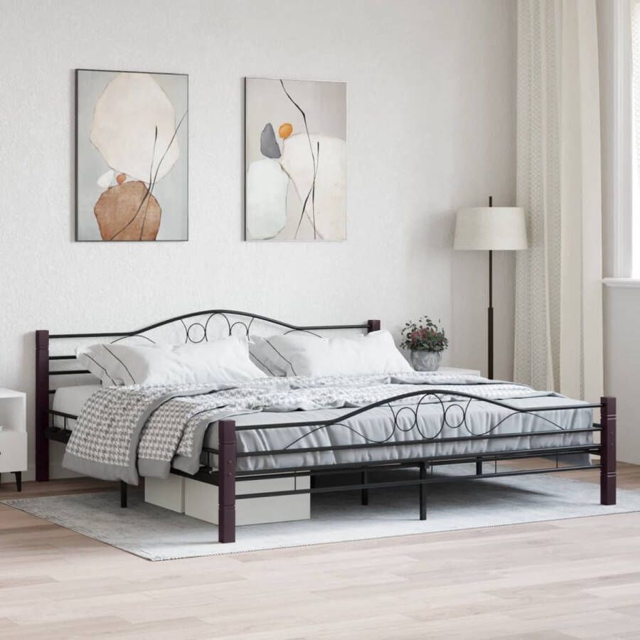The Living Store Metalen Bedframe Zwart 210 x 187 x 85 cm Geschikt voor 180 x 200 cm matras Metalen Bedframe Tweepersoonsbed Bedframe Zwart Bed Kopen Slaapcomfort