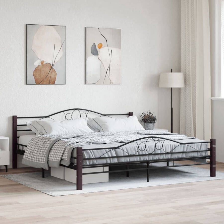 The Living Store Metalen Bedframe Zwart 210 x 207 x 85 cm Massieve constructie Stevige lattenbodem