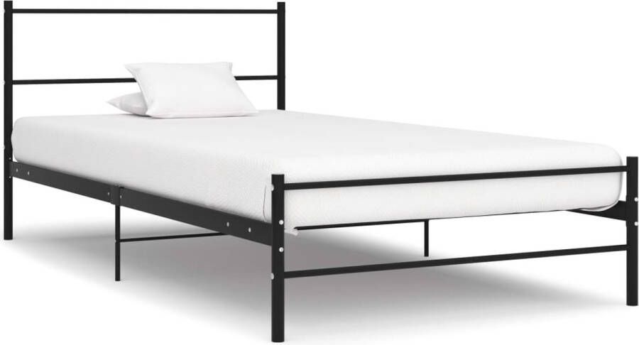 The Living Store Metalen Eenpersoonsbed Zwart 209x107x84cm Stevig en Robuust Inclusief Bedframe Exclusief Matras