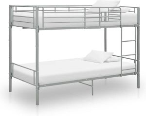 The Living Store Metalen Stapelbed Grijs 208x96x150 cm Voor 90x200 cm Matras Veiligheidsrails en Zijladder