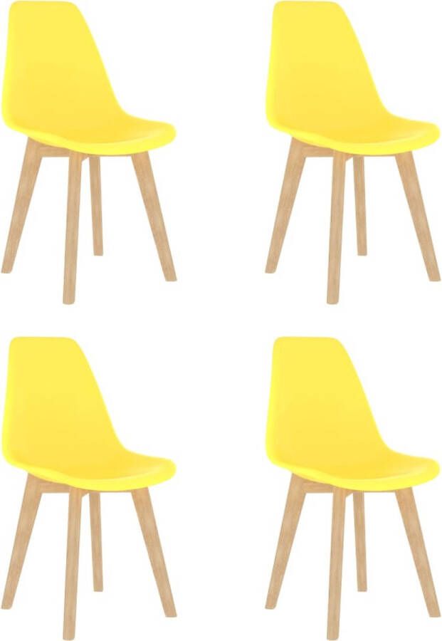 The Living Store Minimalistische Eetkamerstoelen Geel PP en Beukenhout 46x53.5x82 cm Minimalistische Eetkamerstoelen Geel Moderne Eetkamerstoelen Plastic Eetkamerstoelen Houten Eetkamerstoelen - Foto 2