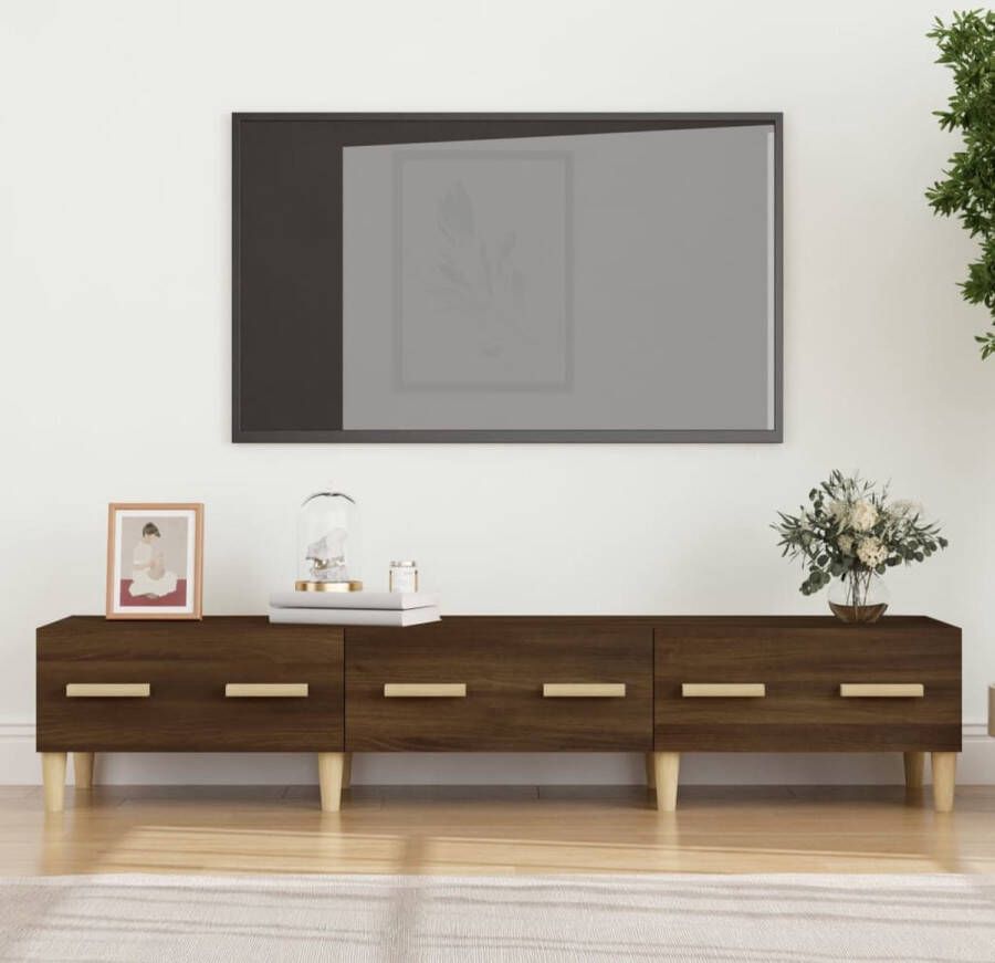The Living Store Moderne TV-meubel Bruineiken 150 x 34.5 x 30 cm (B x D x H) - Foto 2