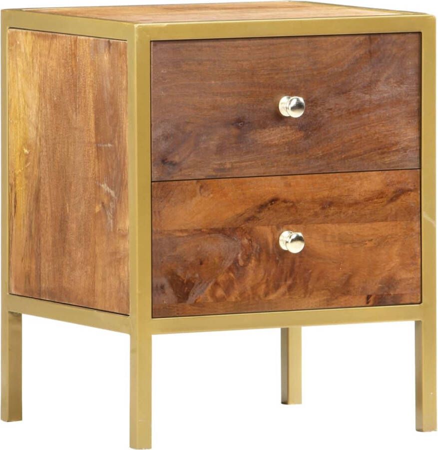 The Living Store Nachtkastje Mango hout 40 x 35 x 50 cm 2 lades - Foto 2