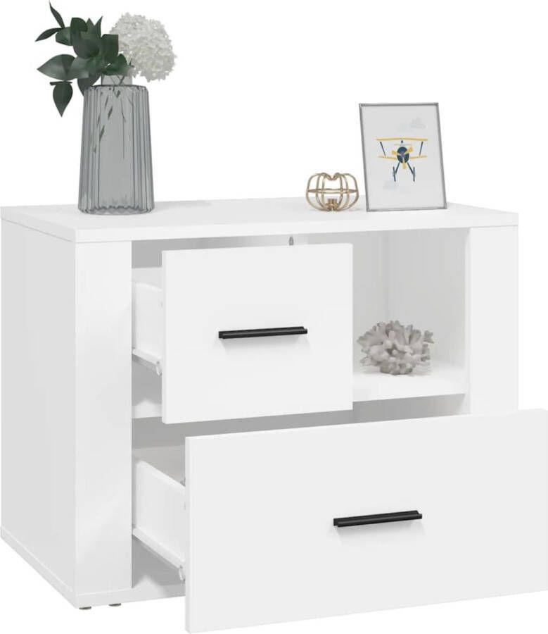 The Living Store Nachtkastje 60 x 36 x 45 cm Wit Hoge Kwaliteit Nachtkastje Nachtkast Meubilair Slaapkamer Houten Meubels - Foto 4