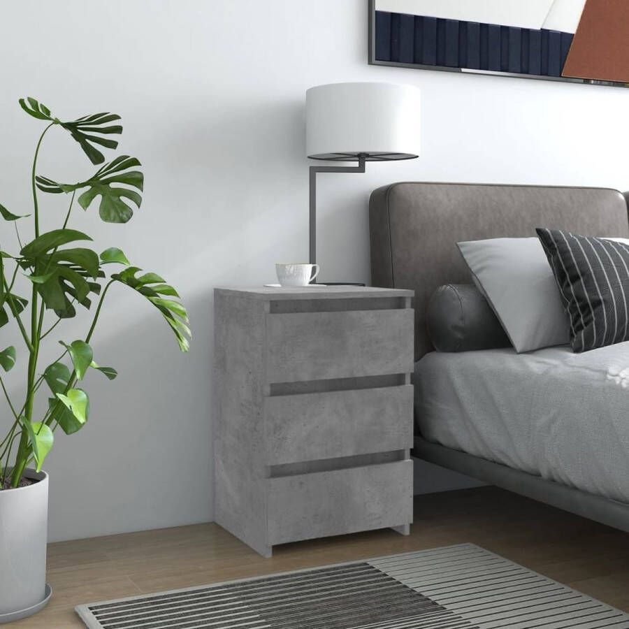 The Living Store Nachtkastje Betongrijs 3 lades 40 x 35 x 62.5 cm Wandmontage vereist - Foto 2
