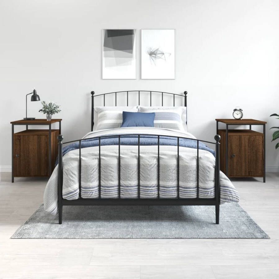 The Living Store Nachtkastje Bruineiken 40 x 42 x 60 cm Duurzaam Stevig Frame Voldoende Opbergruimte Displayfunctie Verstelbare Poten Nachtkastje Kastje Bruineiken Houten Nachtlamp Bedroom Furniture - Foto 3