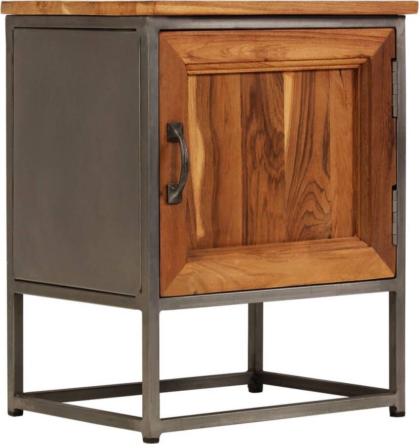 The Living Store Nachtkastje Gerecycled Teakhout 40 x 30 x 50 cm Industriële Stijl - Foto 2