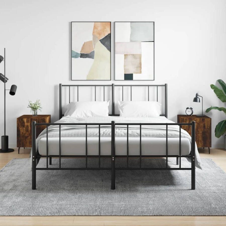 The Living Store Nachtkastjes 2 st 40x40x50 cm bewerkt hout gerookt eikenkleurig Nachtkastje Nachtkast Houten Nachttafel Bruine Nachtkast Bergruimte - Foto 2