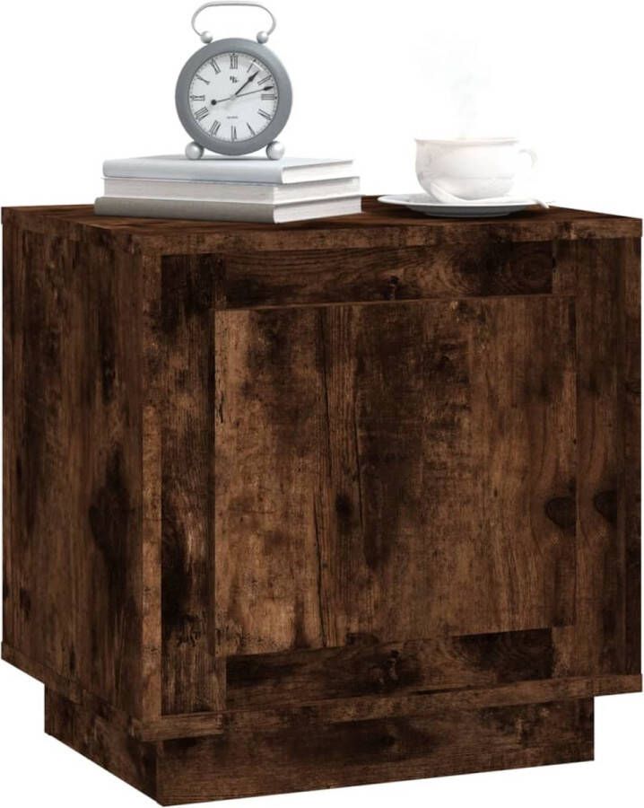 The Living Store Nachtkastje Gerookt Eiken 44x35x45cm Duurzaam hout Veel opbergruimte Nachtkastje Nachtkast Houten Kast Bruine Kast Design Kast - Foto 2