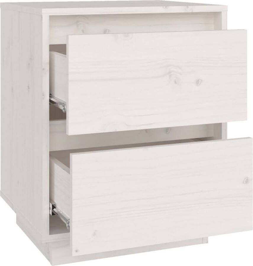 The Living Store Nachtkastje Grenenhout Wit 40x35x50 cm Montage vereist - Foto 2