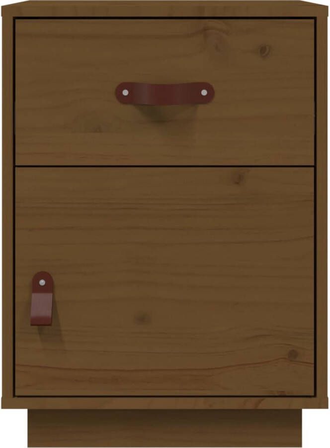 The Living Store Nachtkastje 40x34x55 cm massief grenenhout honingbruin Nachtkastje Houten Nachtkastje Grenoble Hout Bruine Nachtkastje Slaapkamersmeubel - Foto 3