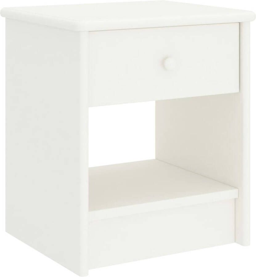 The Living Store Nachtkastje Houten Bedtafeltje 35 x 30 x 40 cm Massief Grenenhout Wit Nachtkastje Bedtafel Houten Nachtkastje Grenenhout Wit Nachtkastje - Foto 2