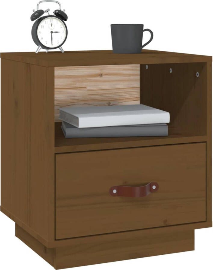 The Living Store Nachtkastje Houten Grenenhout 40 x 34 x 45 cm Honingbruin Nachtkastje Kastje Meubilair Kamermeubilair Slaapkamermeubilair - Foto 2