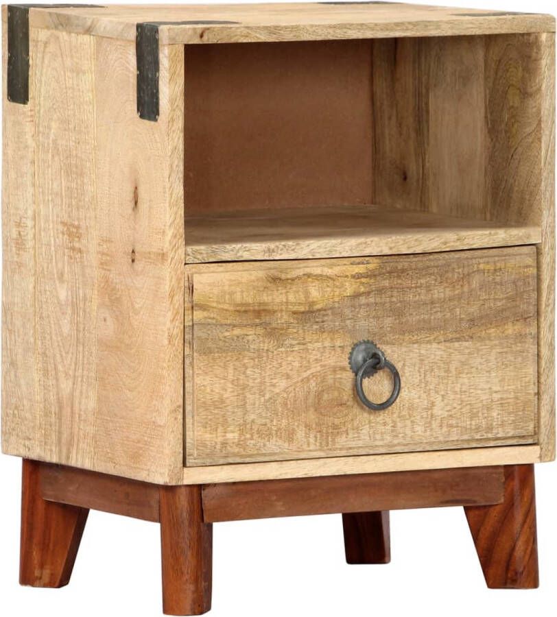 The Living Store Nachtkastje Mangohout 40x30x52 cm Met lade en open vak Nachtkastje Mango Wood Salontafel Kamermeubel Opbergkast - Foto 2
