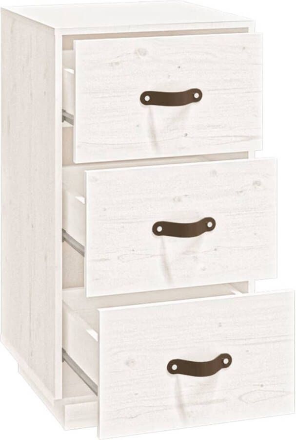 The Living Store Nachtkastje Massief Grenenhout 40 x 40 x 75 cm Wit Nachtkastje Grenenhout Wit Meubilair Slaapkamer - Foto 2