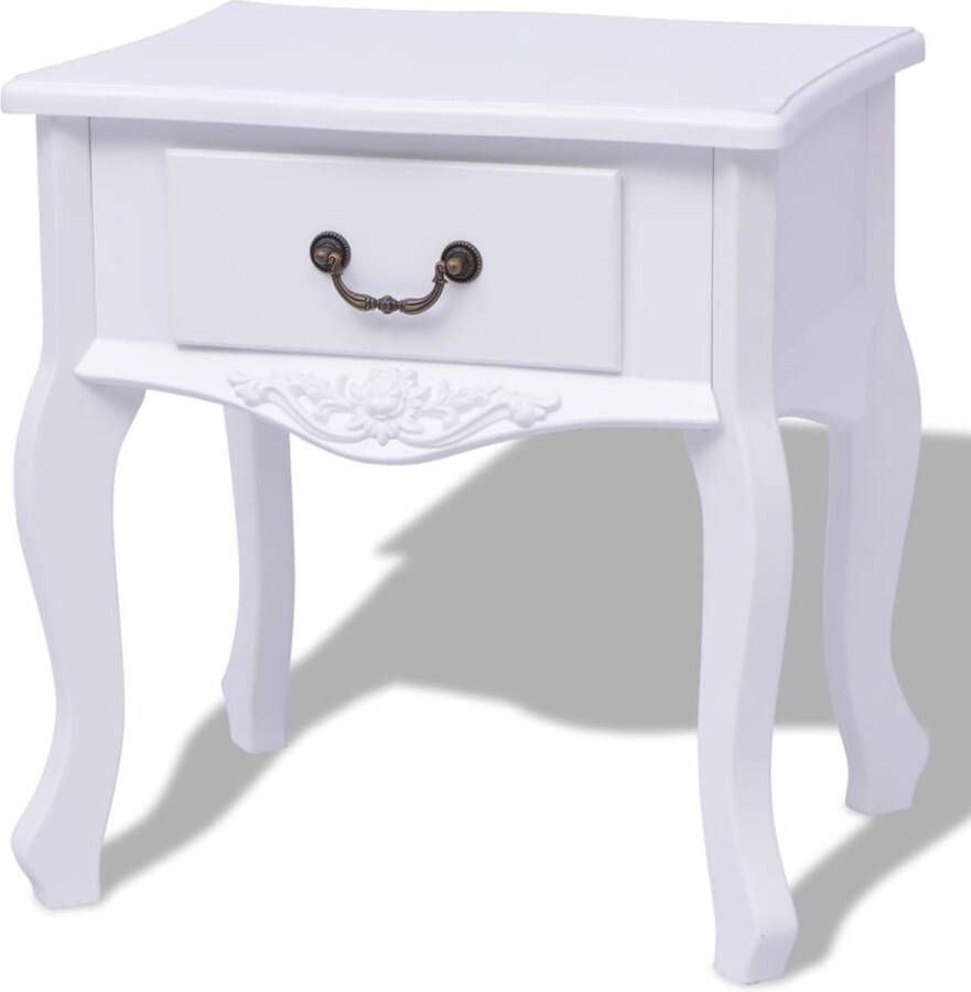 The Living Store Nachtkastje MDF 43 x 33 x 45.5 cm Wit 2 lades Nachtkastje Nachtlamp Meubilair Slaapkamers Witte Meubelstukken